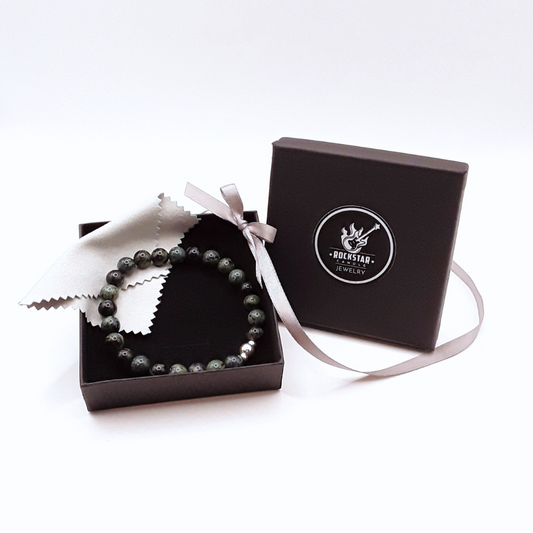 Armband Spatzenstein Naturstein mit 925 Silber Elementen mit Verpackung