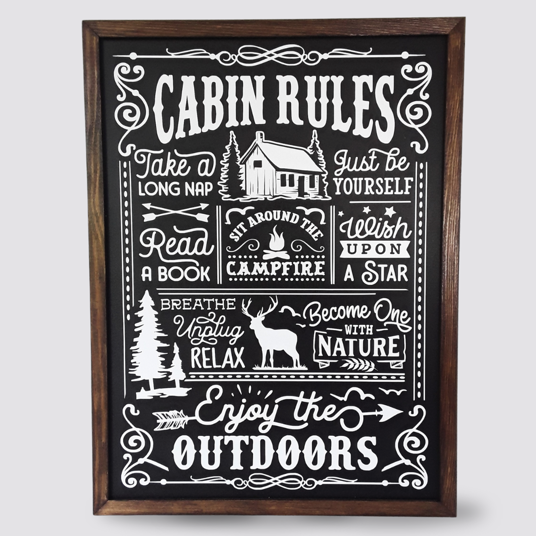 CABIN HÜTTEN WALDHÜTTE REGELN Dekoschild Dekoration