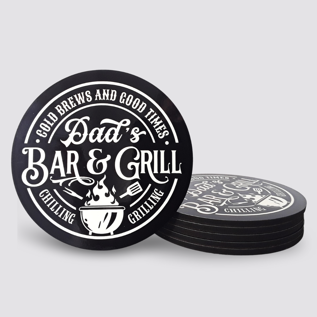 Untersetzer Dad`s Bar & Grill schwarz weiß