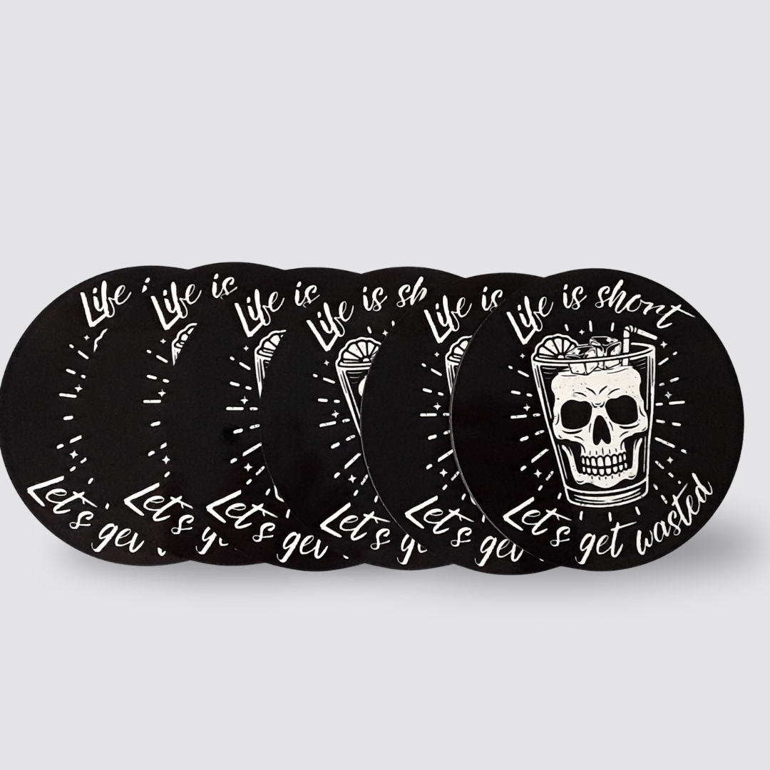 Untersetzer Let`s get wasted aufgereiht 6 Stück
