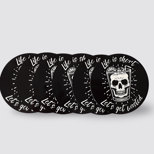 Untersetzer Let`s get wasted aufgereiht 6 Stück