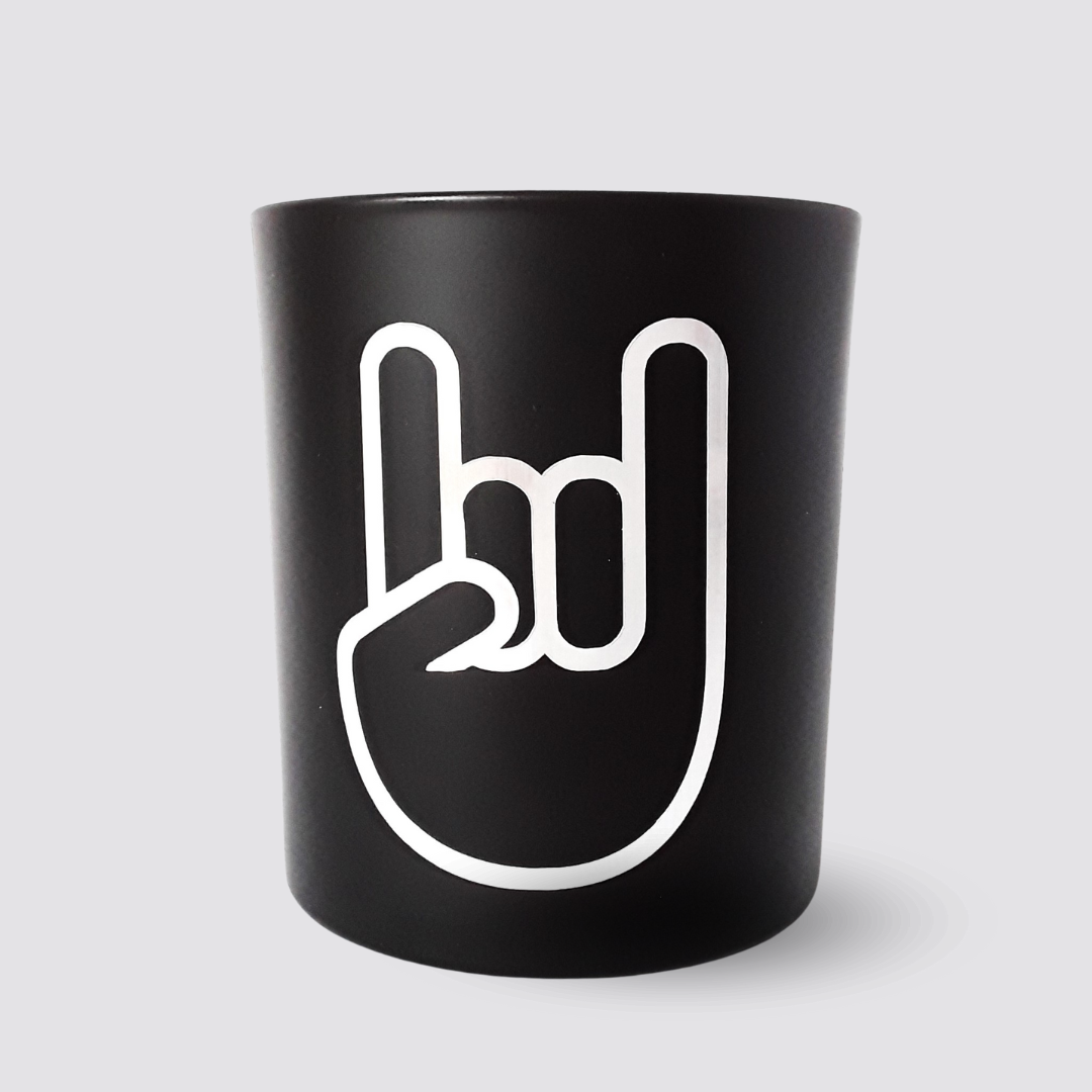 Kerze Rock Hand schwarz mit silber Produktfoto