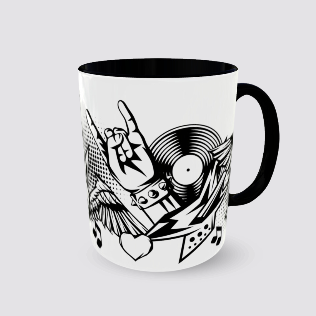 Tasse Rock on personalisierbar Henkel rechts