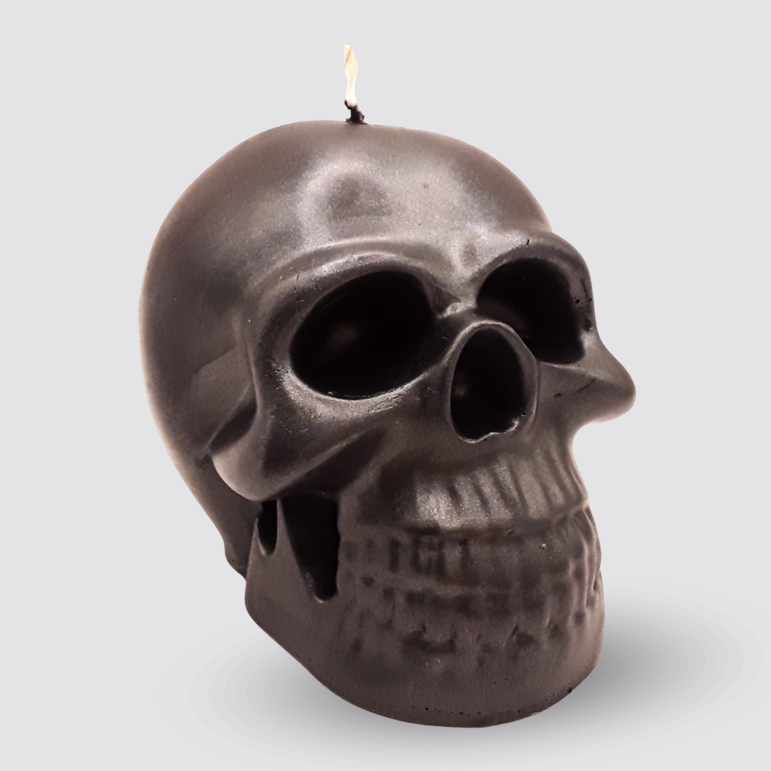 Schädel Kerze schwarz von rechts