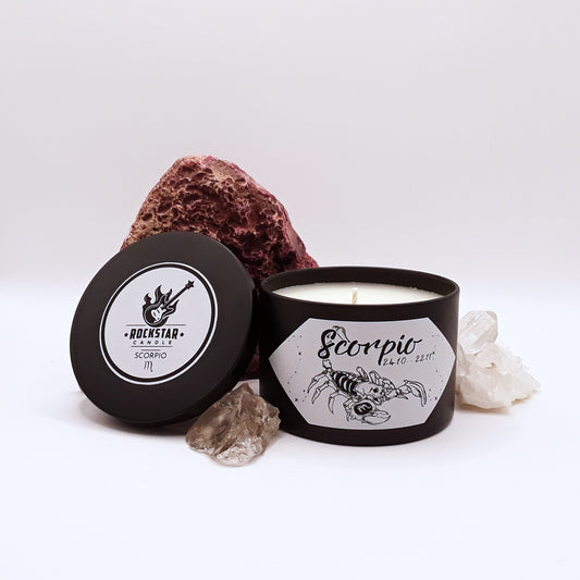 Kerze Skorpion Produktfoto mit Deko