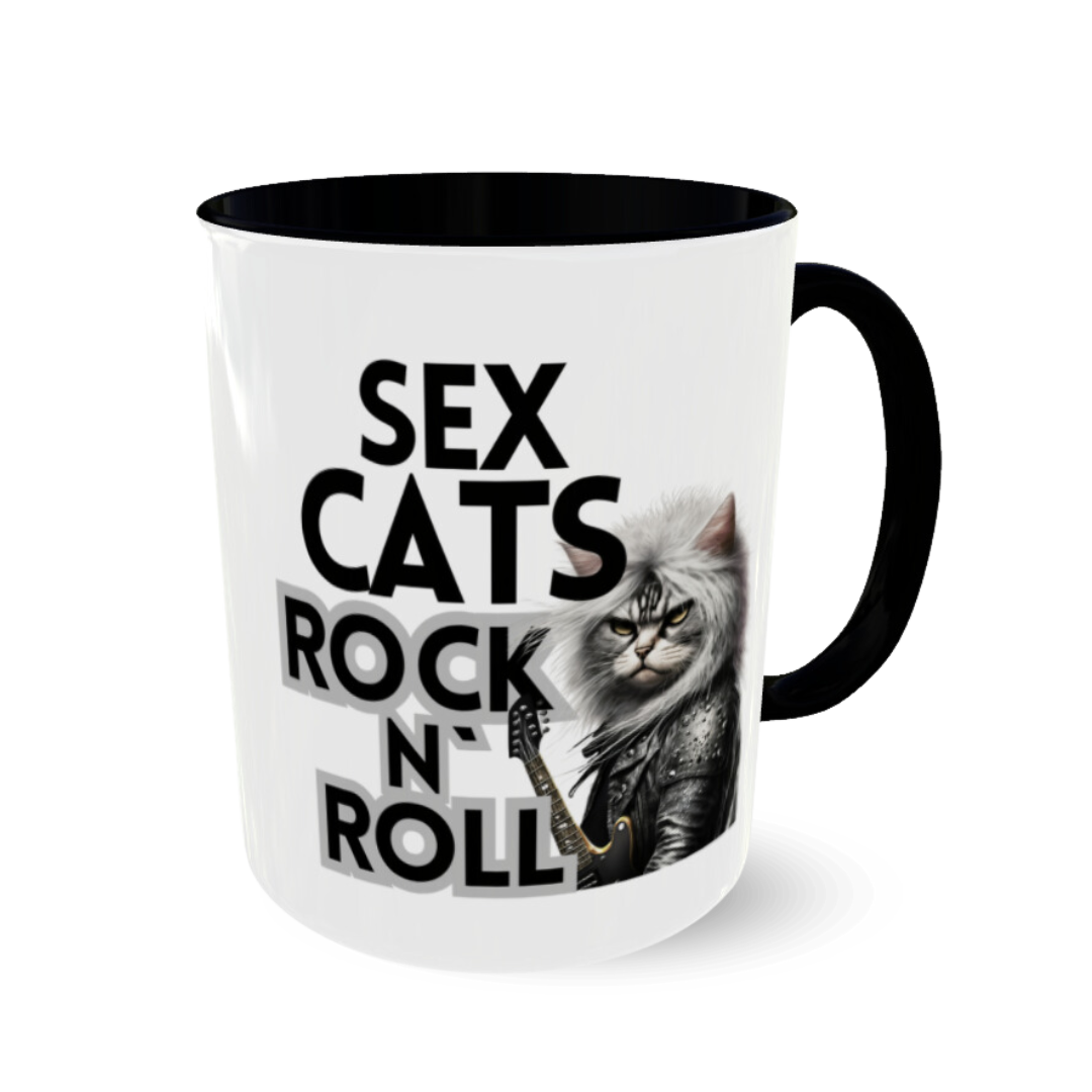 Tasse Sex Cats and Rock n` Roll Henkel rechts