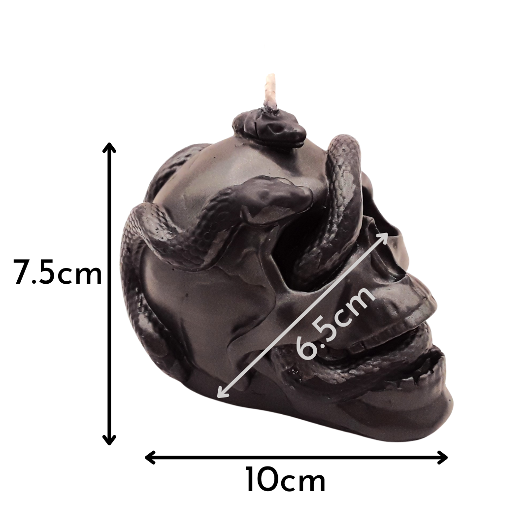 Schädel Kerze mit Schlange schwarz Abmessungen