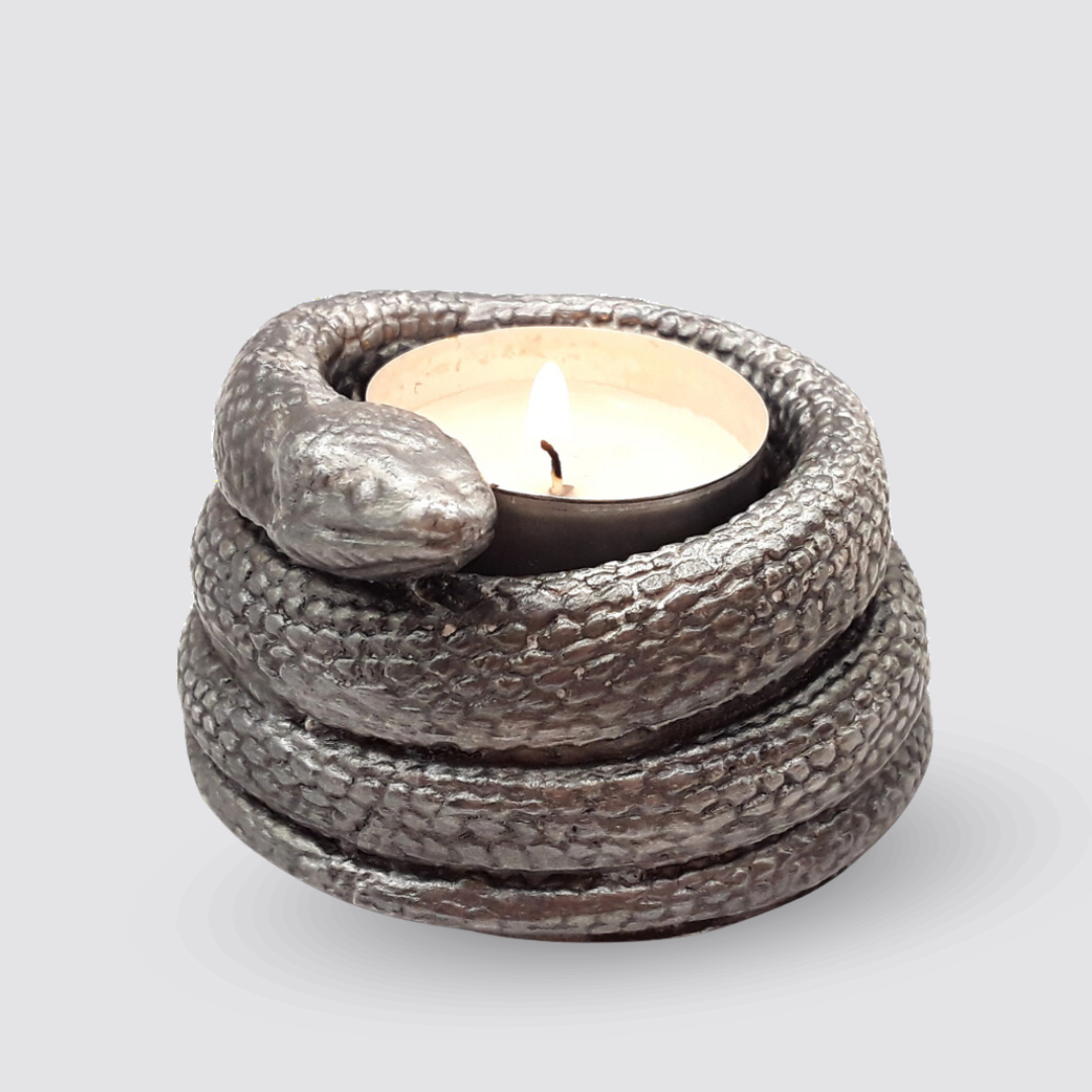 Kerzenhalter Schlange silber für Teelicht