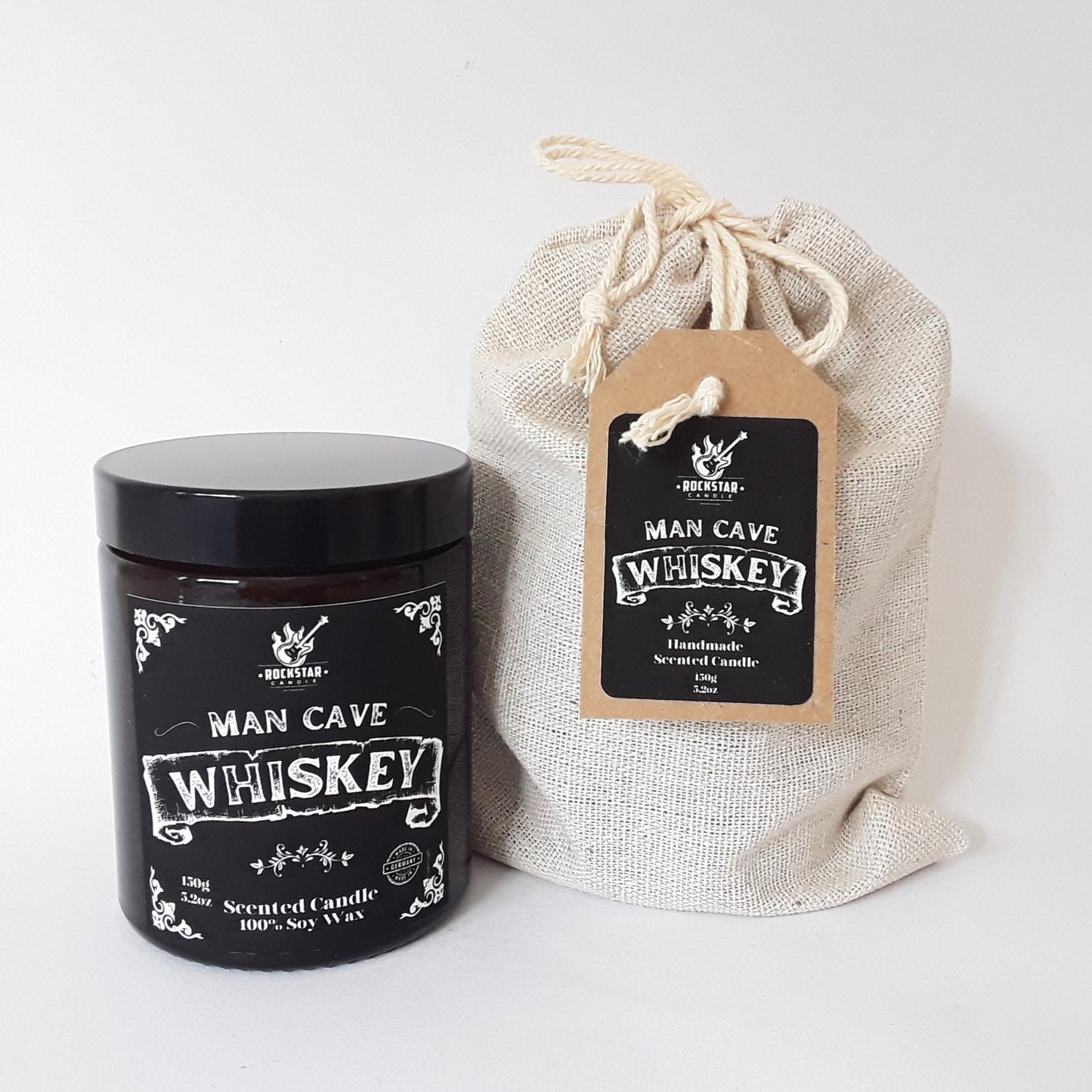 Man Cave Kerze Whiskey mit Verpackung Produktfoto