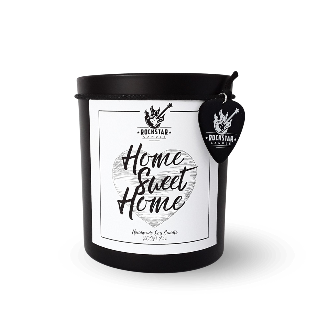 Schwarzes Kerzenglas mit Aufschrift Home sweet home