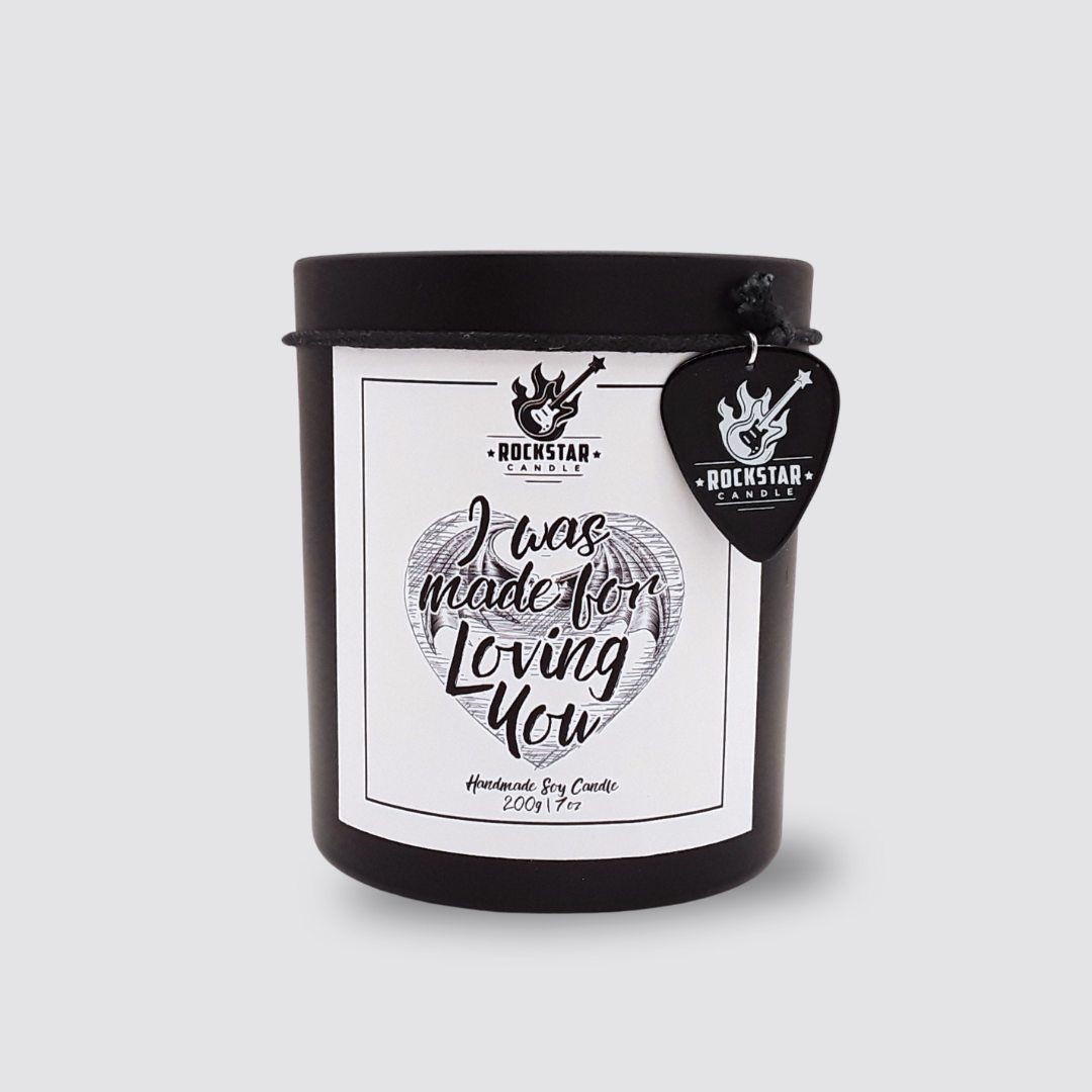 Kerze mit Aufschrift I love Rock N` Roll