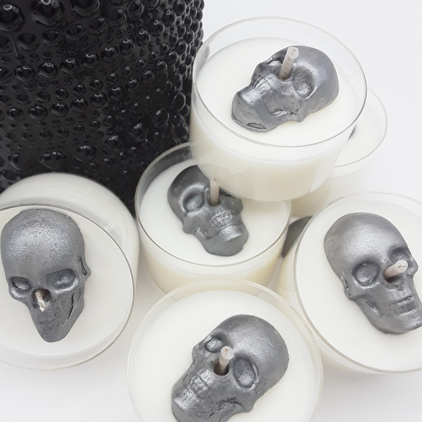 Kerzenglas BLACK DOTS & 6 Sojawachs-Teelichter