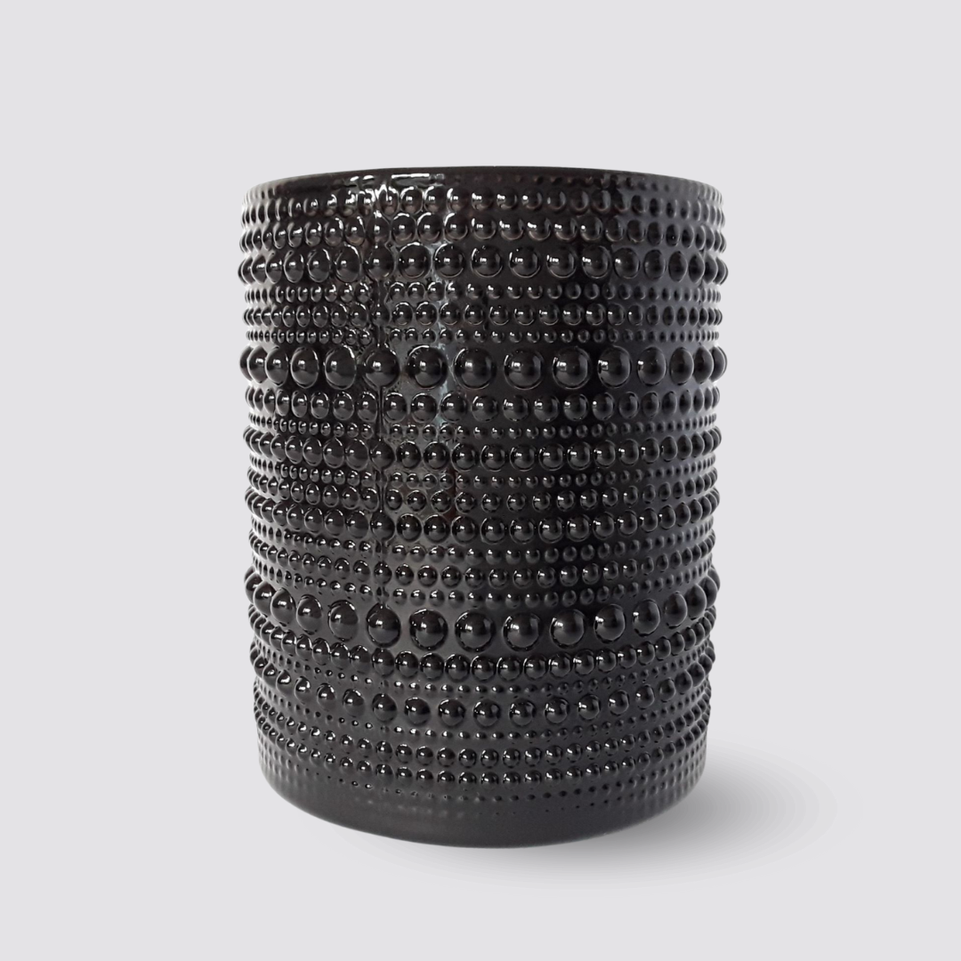 Kerzenglas BLACK DOTS & 6 Sojawachs-Teelichter