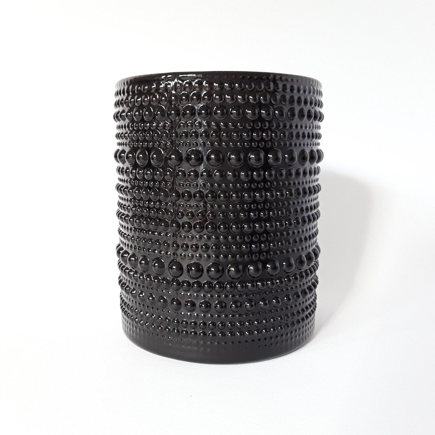 Windlicht BLACK DOTS & 6 Sojawachs-Teelichter