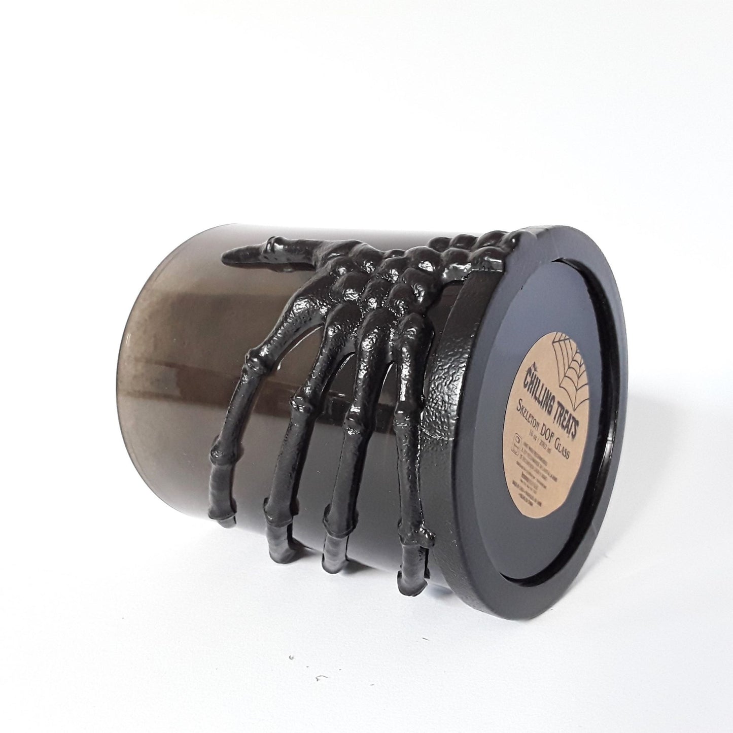 Skelett Teelichthalter liegend im Set heller Hintergrund