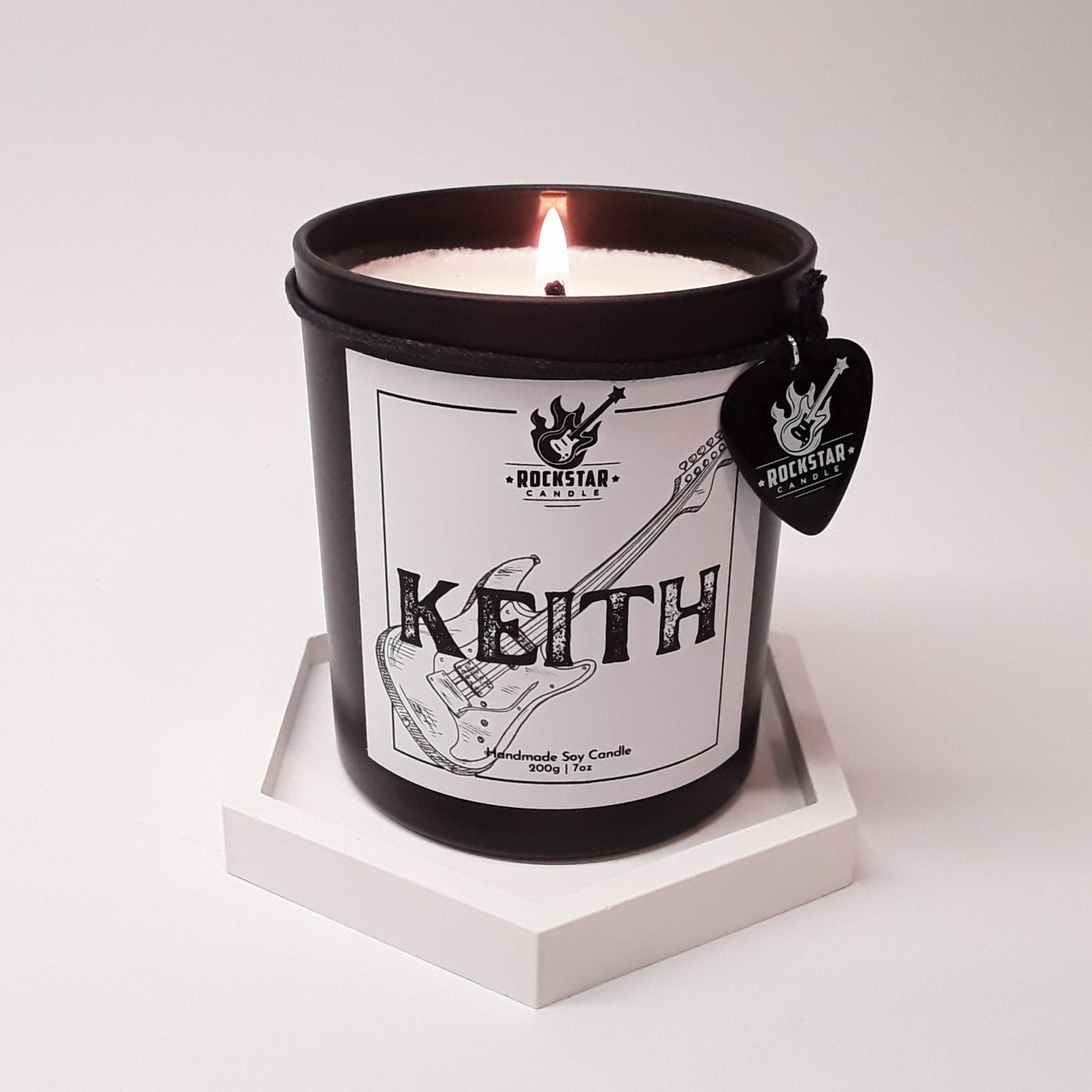 Untersetzer Hexagon weiß mit Kerze