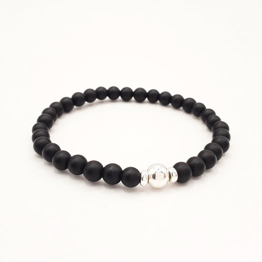 Armband Set grau Onyx schwarz mit 925 silber Produktfoto
