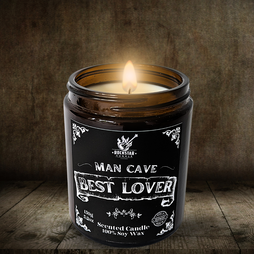 Best Lover Duftkerze für Männer Rose & Champagner brennend