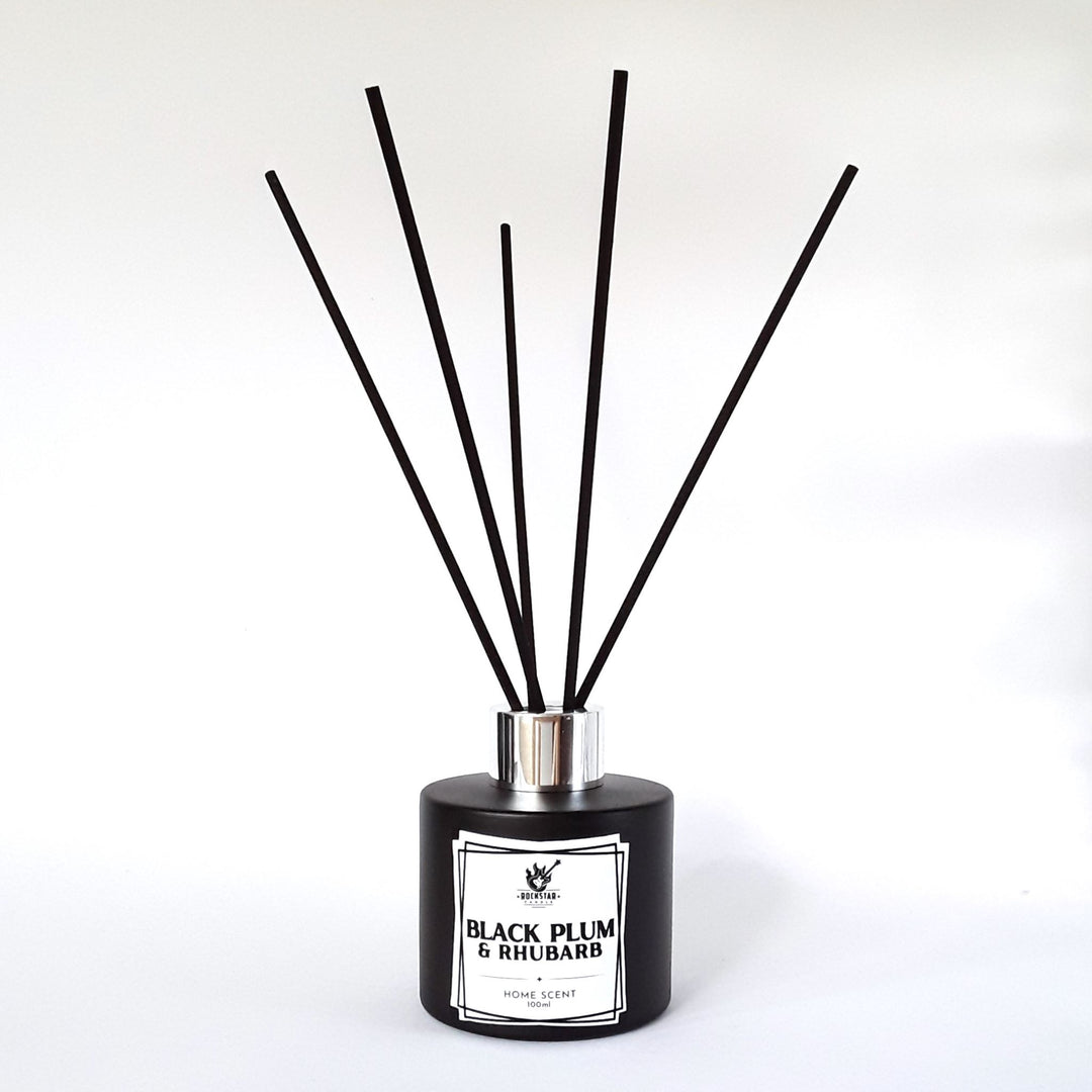Reed Diffuser PFLAUME & RHABARBER Raumduft 100ml schwarz – Rockstar Candle