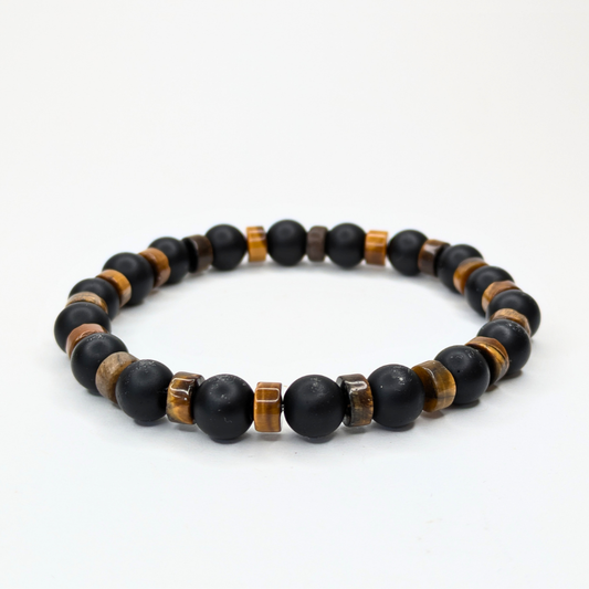 ROCKSTAR Armband Onyx schwarz matt mit Tigerauge