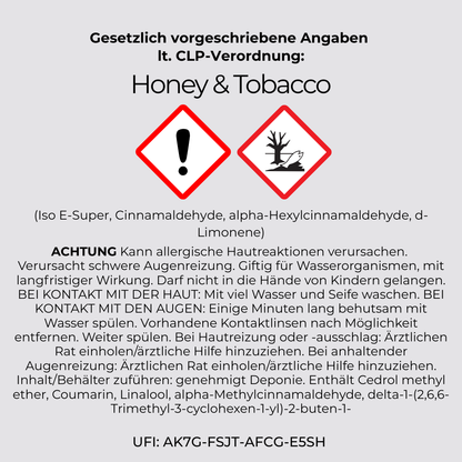 CLP Verordnung Honey & Tobacco Man Cave Raumduft Diffuser Honig & Tabak