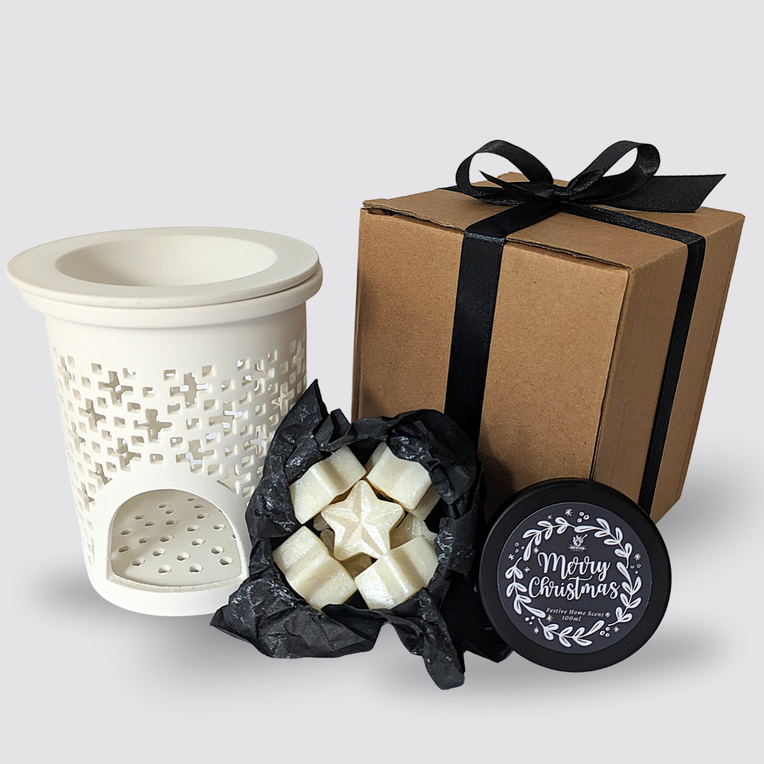 Geschenkset Duftlampe und Duftwachs Weihnachtsdüfte Sojawachs