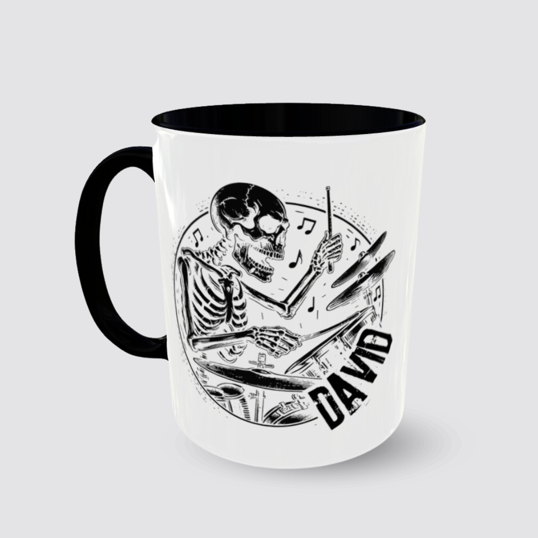 Coffee Tea Mug SKELETON DRUMMER customizable