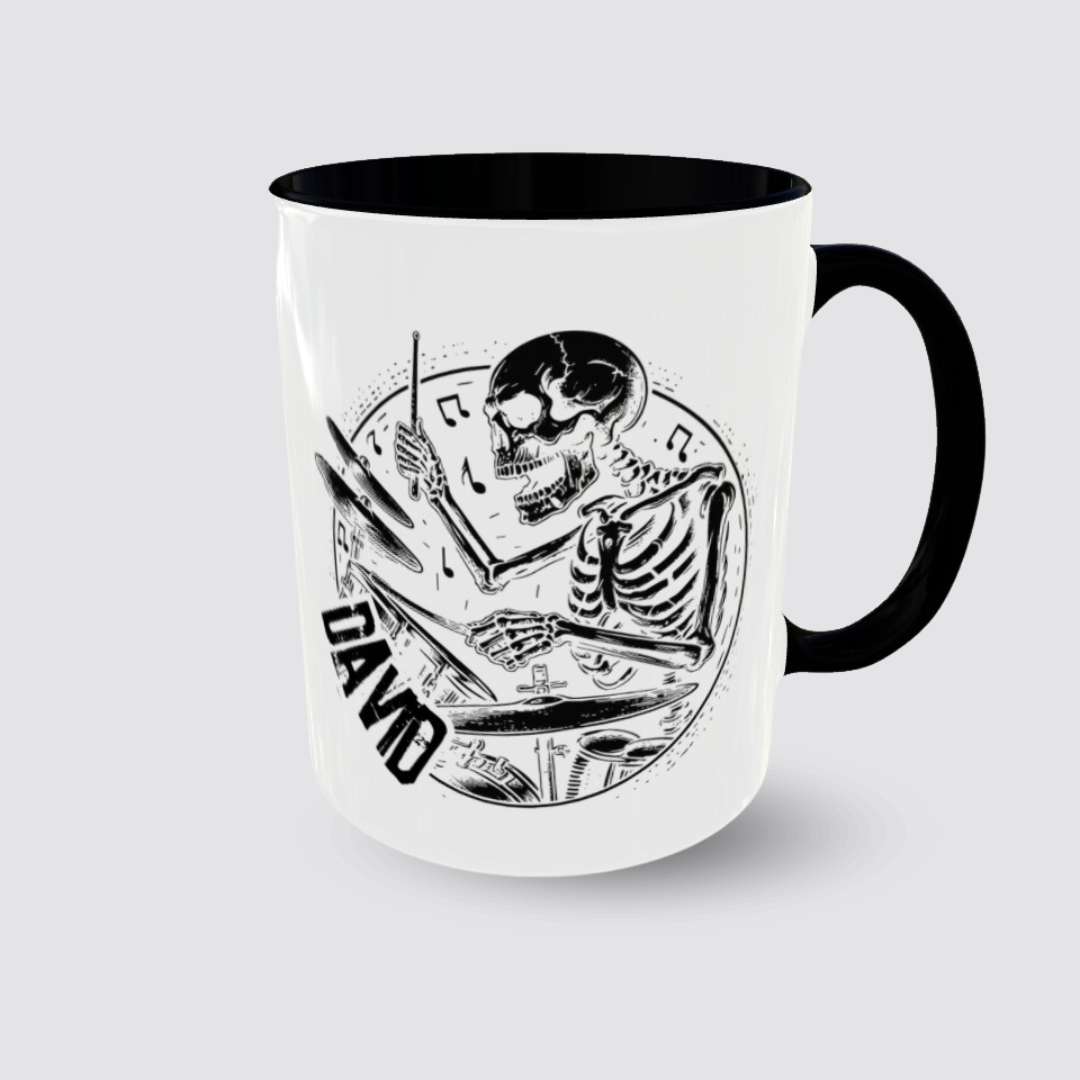 Coffee Tea Mug SKELETON DRUMMER customizable