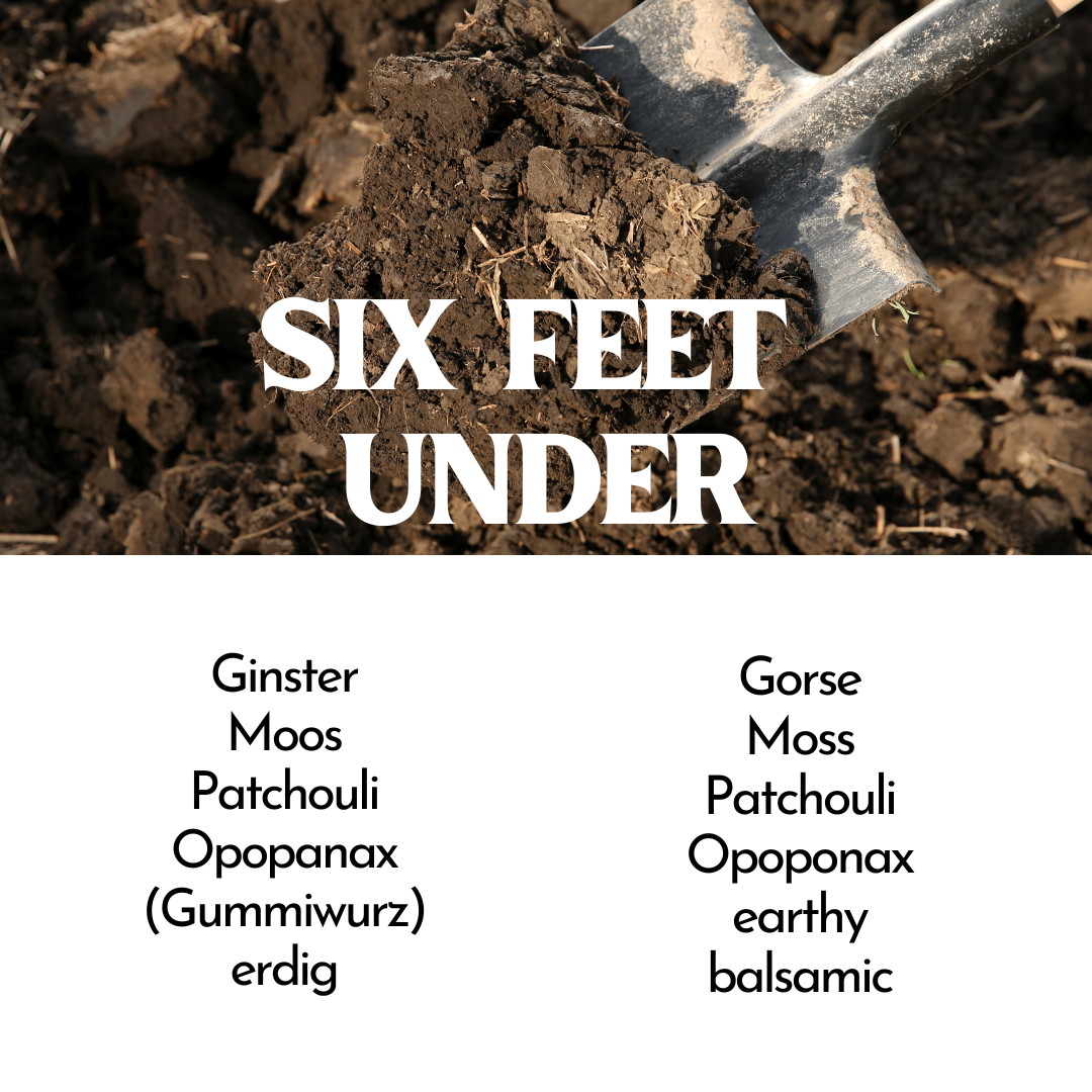 Duftbeschreibung Six Feet Under Ginster Moos Patchouli Gummiwurz erdig