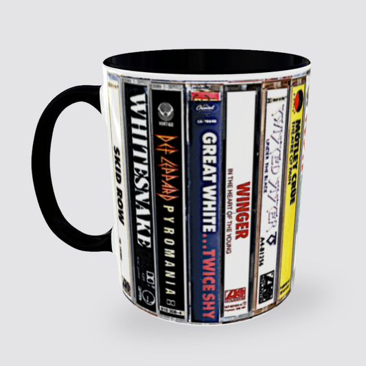 Tasse 80ies Rock Tapes Henkel links Produktfoto