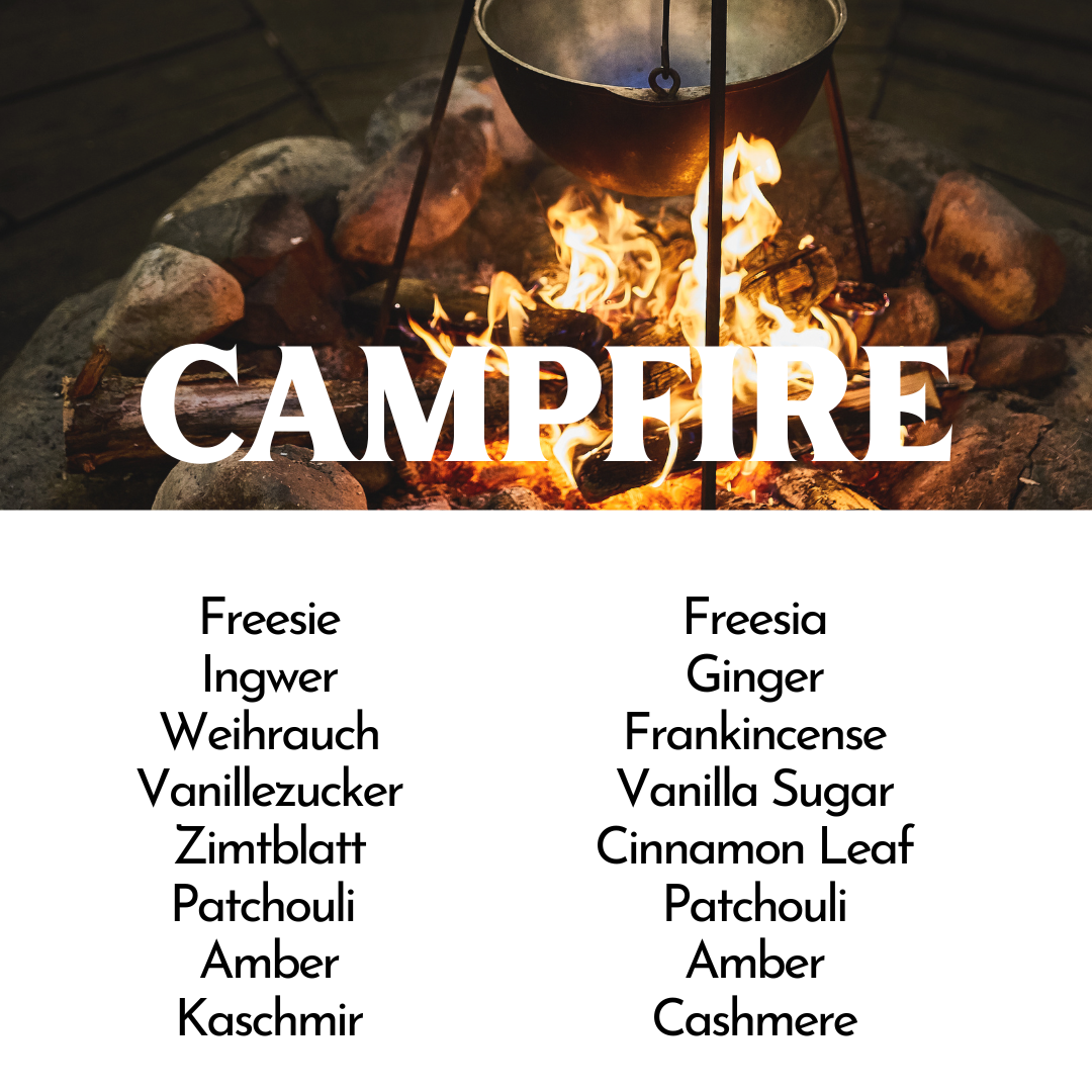 Duftbeschreibung Campfire Freesie Ingwer Weihrauch Vanillezucker Zimtblatt Patchouli Amber Kaschmir