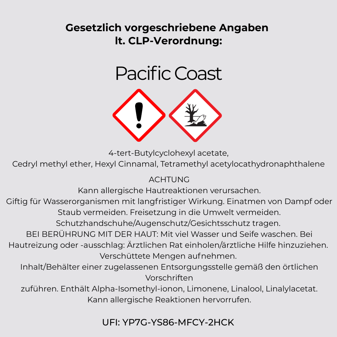 Gesetzliche CLP Angaben Pacific Coast Diffuser