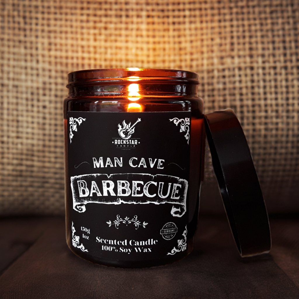 Man Cave Barbecue Kerze rustikaler Hintergrund