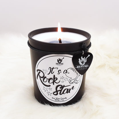 IT`S A ROCKSTAR Gender Reveal Candle blue